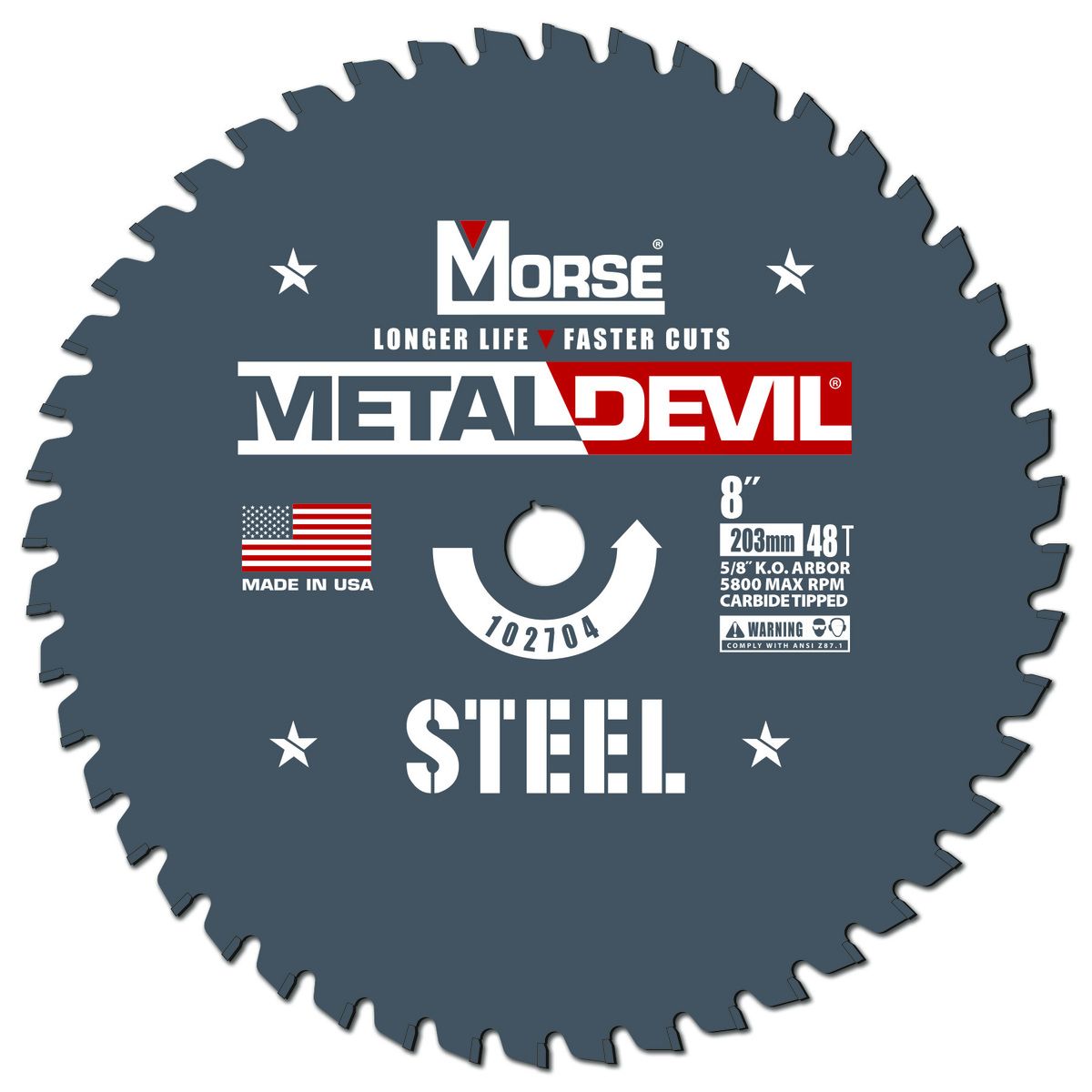 Morse� 8 Morse� 8" 48 Teeth Metal Devil Carbide Tipped Circular Saw Blade (Steel Cutting)