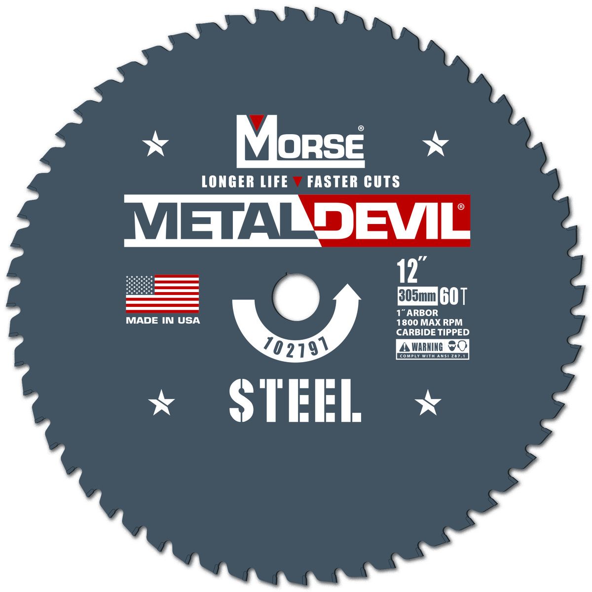 Morse� 12 Morse� 12" 60 Teeth Metal Devil Carbide Tipped Circular Saw Blade (Steel Cutting)