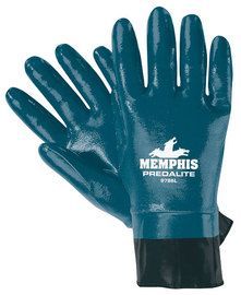 MCR Safety® Small Predalite® Blue Nitrile Full Coated Work Gloves With Interlock Cotton Liner And PVC Safety Cuff