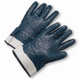 PIP Global Safety® Large Rough Nitrile Full Coated Work Gloves With Cotton Liner And Safety Cuff