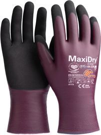 PIP Global Safety® Small ATG® Maxi-Dry® Elite™ 18 Gauge Black And Purple Nitrile Full Coated Work Gloves With Nylon Liner Knit Wrist