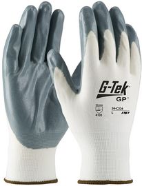 PIP Global Safety® X-Large G-Tek® 13 Gauge Gray Foam Nitrile Palm And Finger Coated Work Gloves With Nylon Liner And Knit Wrist