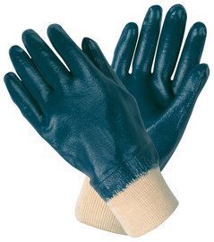 MCR Safety® Large MCR Safety® Blue Nitrile Full Coated Work Gloves With Interlock Cotton Liner And Knit Wrist