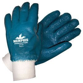MCR Safety® Large Predator® Blue Rough Nitrile Full Coated Work Gloves With Jersey Liner And Knit Wrist