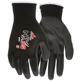MCR Safety® Large NXG 13 Gauge Black Polyurethane Palm And Fingertip Coated Work Gloves With Nylon Liner And Knit Wrist
