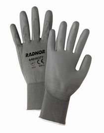 RADNOR™ Medium 13 Gauge Polyurethane Palm And Finger Coated Work Gloves With Nylon Liner And Knit Wrist