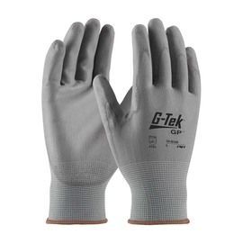 PIP Global Safety® Medium G-Tek® 13 Gauge Gray Flat Polyurethane Palm And Finger Coated Work Gloves With Nylon Liner And Knit Wrist