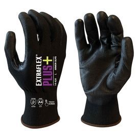 Armor Guys Large Extraflex® Plus 18 Gauge Black Polyurethane Palm Coated Work Gloves With Black Extraflex® Plus Liner And Knit Wrist