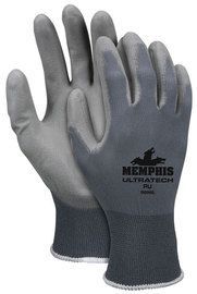 MCR Safety® Large NXG 13 Gauge Gray Polyurethane Palm And Fingertip Coated Work Gloves With Nylon Liner And Knit Wrist
