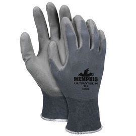 MCR Safety® X-Large NXG 13 Gauge Gray Polyurethane Palm And Fingertip Coated Work Gloves With Nylon Liner And Knit Wrist