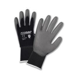 PIP Global Safety® Large G-Tek® PosiGrip® 15 Gauge Gray Flat Polyurethane Palm And Finger Coated Work Gloves With Nylon Liner And Knit Wrist