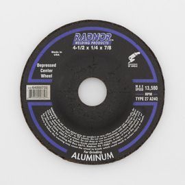 RADNOR™ 4.5 RADNOR™ 4.5" X 1/4" X 7/8" Aluminum Oxide Depressed Center Type 27 Grinding Wheel