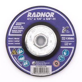 RADNOR™ 4.5 RADNOR™ 4.5" X 1/4" X 5/8" - 11" Ceramic Alumina Depressed Center Type 27 Grinding Wheel