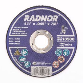 RADNOR™ 4.5" X .045" X 7/8" Ceramic Alumina Type 1 Cut-Off Wheel