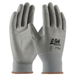 PIP Global Safety® 3X G-Tek® 13 Gauge Gray Flat Polyurethane Palm And Finger Coated Work Gloves With Nylon Liner And Knit Wrist