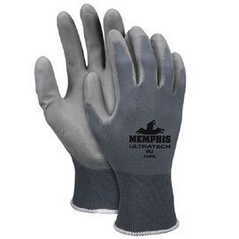 MCR Safety® X-Small NXG 13 Gauge Gray Polyurethane Palm And Fingertip Coated Work Gloves With Nylon Liner And Knit Wrist