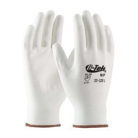 PIP Global Safety® Small G-Tek® 13 Gauge White Flat Polyurethane Palm And Finger Coated Work Gloves With Nylon Liner And Knit Wrist
