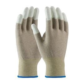 PIP Global Safety® Small CleanTeam® 13 Gauge Smooth Polyurethane Fingertip Coated Work Gloves With Carbon And Nylon Liner And Knit Wrist