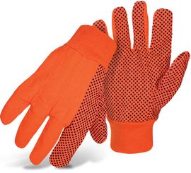 PIP Global Safety® Large Black Dotted PVC Palm And Finger Coated Work Gloves With Cotton And Polyester Liner And Knit Wrist