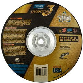 Norton® 9" X 1/4" X 5/8" - 11" Quantum3™ Extra Coarse Grit Ceramic Alumina Type 28 Depressed Center Grinding Wheel