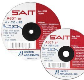 United Abrasives 3" X 1/16" X 3/8" SAIT Aluminum Oxide Type 1/Type 41 Cut-Off Wheel