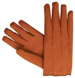 MCR Safety® Large MCR Safety® Russet Vinyl Cut and Sewn Coated Material Coated Work Gloves With Interlock Cotton Liner And Slip-On Cuff Cuff