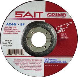 United Abrasives 5" X 1/4" X 7/8" SAIT Aluminum Oxide Depressed Center Type 27 Grinding Wheel