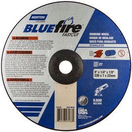 Norton® 9 Norton® 9" X 1/4" X 7/8" BlueFire® Extra Coarse Grit Zirconia Alumina Type 27 Depressed Center Grinding Wheel