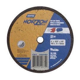 Norton® 4" X .035" X 3/8" NorZon Plus® Medium Grit Ceramic Alumina Type 1/41 Cut-Off Wheel