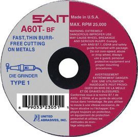 United Abrasives 3" X .035" X 3/8" SAIT Aluminum Oxide Type 1/Type 41 Cut-Off Wheel