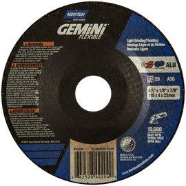 Norton® 4.5 Norton® 4.5" X 1/8" X 7/8" Gemini® Flexible Coarse Grit Aluminum Oxide Type 29 Depressed Center Grinding And Cut-Off Wheel