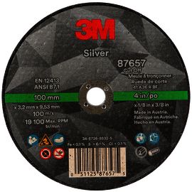 3M™ 4 3M™ 4" X 1/8" X .375" 3M™ 36 Grit Precision Shaped Ceramic Type 1 Cut-Off Wheel
