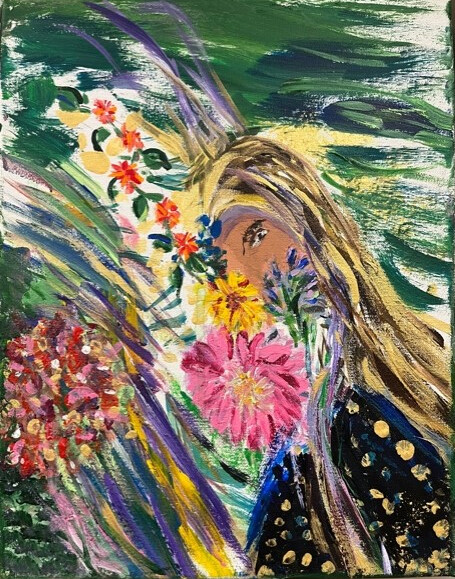 Print 11x17 - Behind the Flowers by Connie Manning
