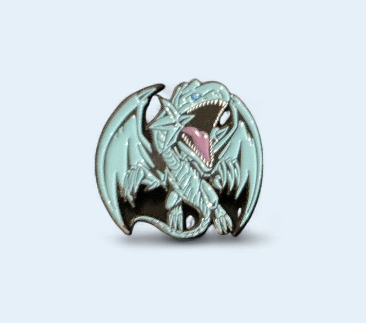 Large Enamel Blue Eyes White Dragon Pin