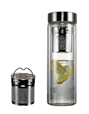14 oz Double Wall Heat Resistant Borosilicate Glass Travel Tumber