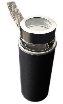 14 oz Double Wall Heat Resistant Borosilicate Glass Travel Tumber with Black Sleeve