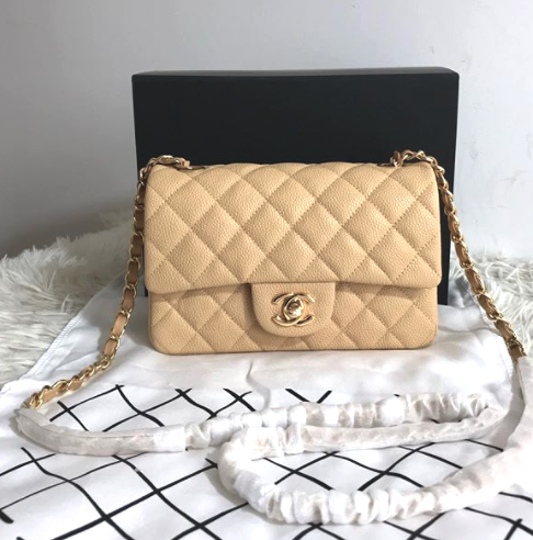 PRE ORDER - 1:1 Chanel Quilted Mini Rectangular Flap - Lambskin Gold HW
