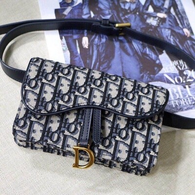 PRE ORDER - 1:1 Dior SADDLE BELT POUCH- Navy