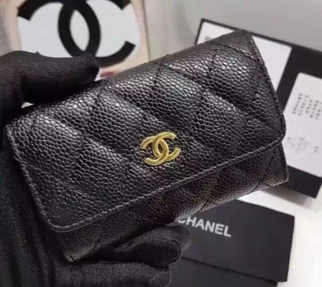 IN STOCK Chanel Card Holder Small Wallet Caviar Gold HW
