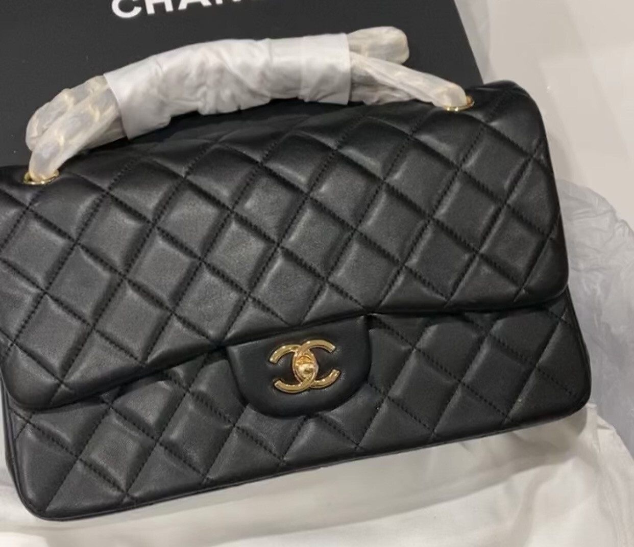 IN STOCK - 1:1 Chanel Classic JUMBO Double Flap Bag - NUDE Lambskin SILVER hardware