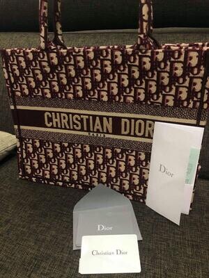 PRE ORDER 1:1 Dior Oblique Book Tote -Medium Burgundy 36cm