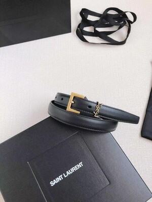IN STOCK: 1:1 YSL Saint Laurent Cassandre Monogram Belt 2cm THIN -Length 90cm / size 75