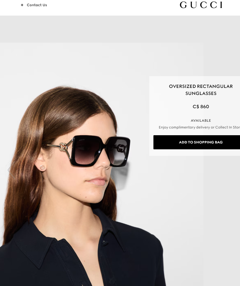 IN STOCK Gucci OVERSIZED RECTANGULAR SUNGLASSES
