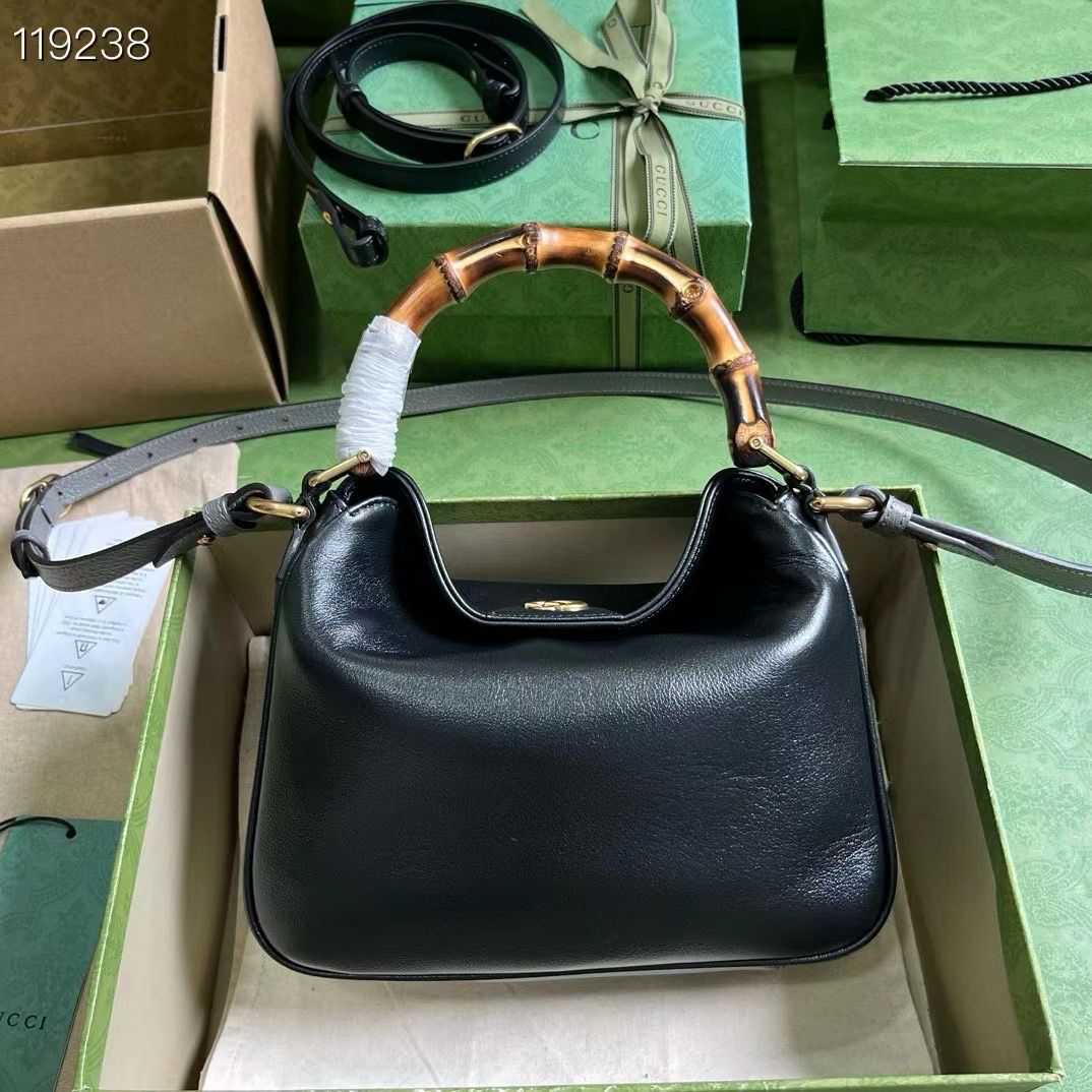 IN STOCK 1:1 s Gucci Diana leather tote Bag -Black