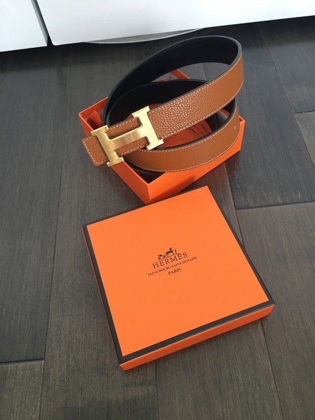 PRE ORDER 1:1 Hermes H Belt -(UNISEX) Black/ Brown reversible Gold buckle 95cm