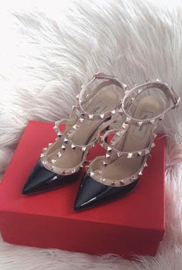 IN STOCK 1:1 Valentino Rockstud Heels 10cm - Black /Nude