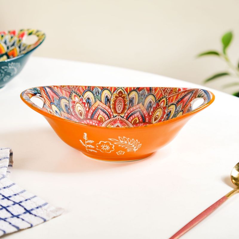 Mandala Melange Ceramic Serving Platter Orange 400ml