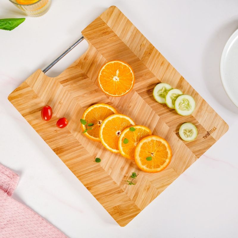 Wooden Platter With Metal Handle 12 Inch