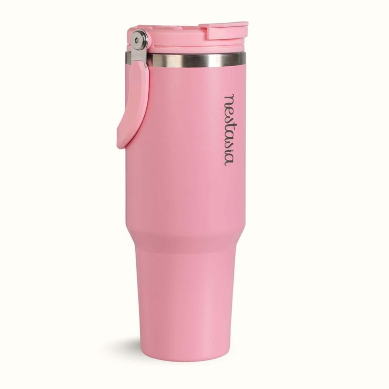 PickSip 40 Insulated Tumbler Bottle With Top Handle Tropical Pink 1200ml