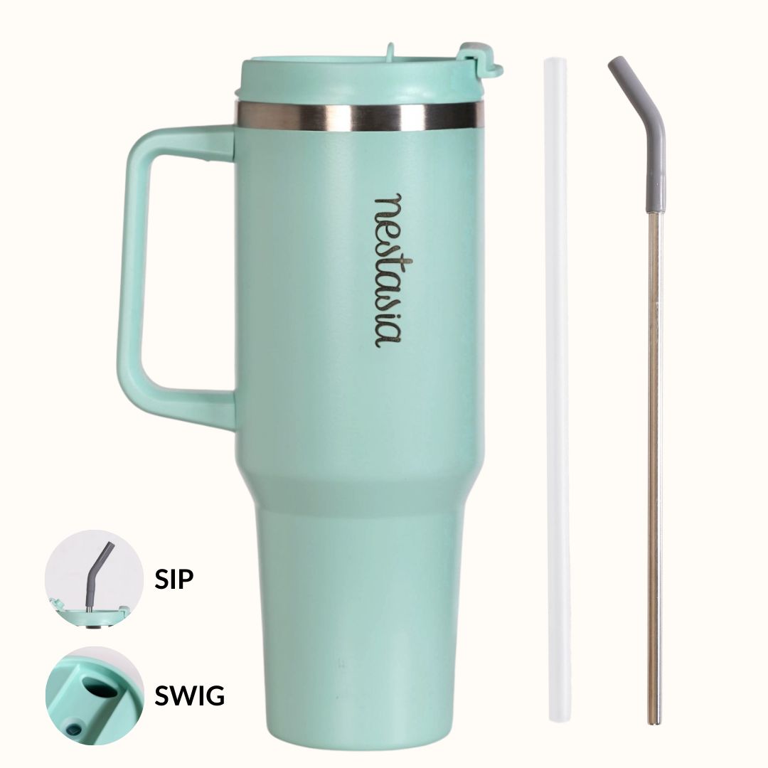 GripSip 40 Insulated Tumbler Bottle With Side Handle Coastal Malibu 1200ml